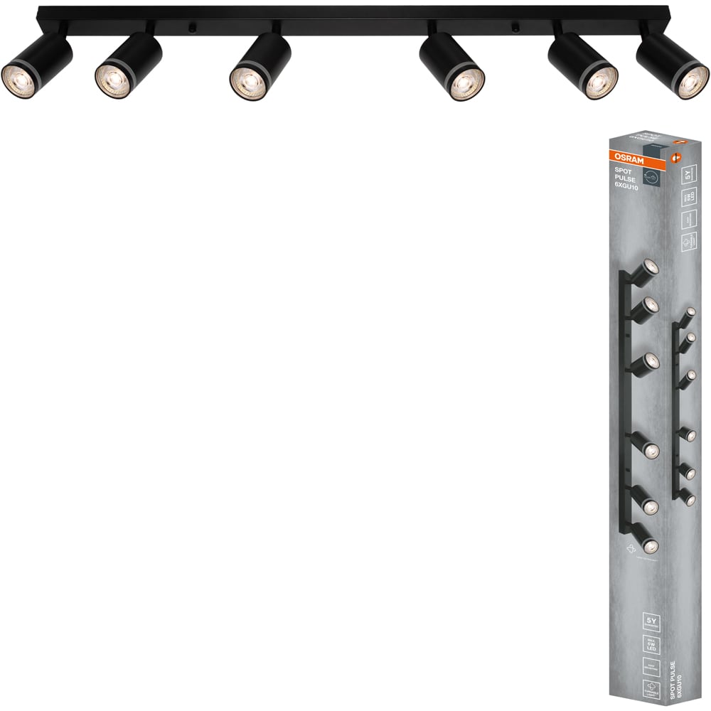 Spot OSRAM Pulse, 6 x GU10, 6W, LED, IP20, negru