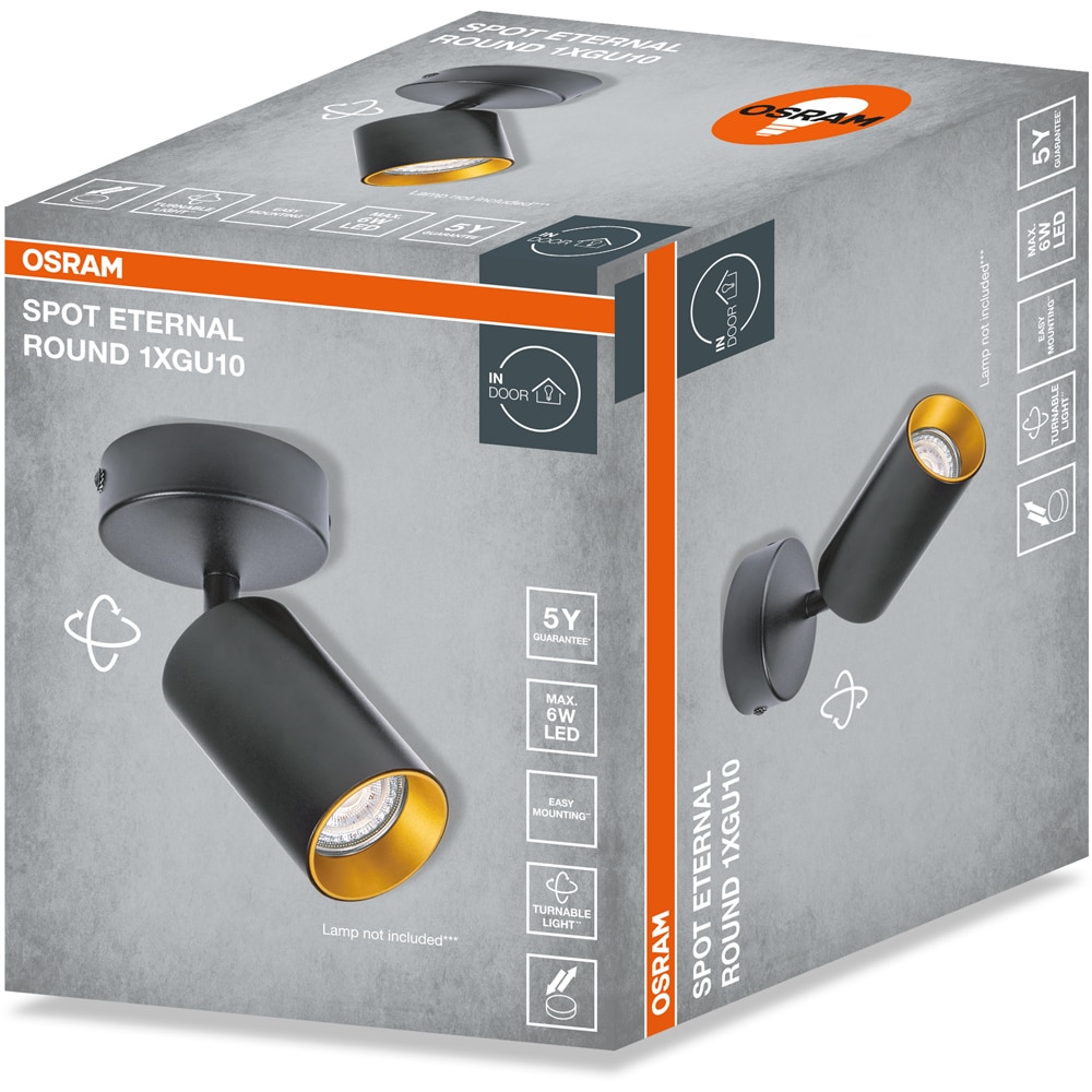 Spot OSRAM Eternal, 1 x GU10, 6W, LED, IP20, negru