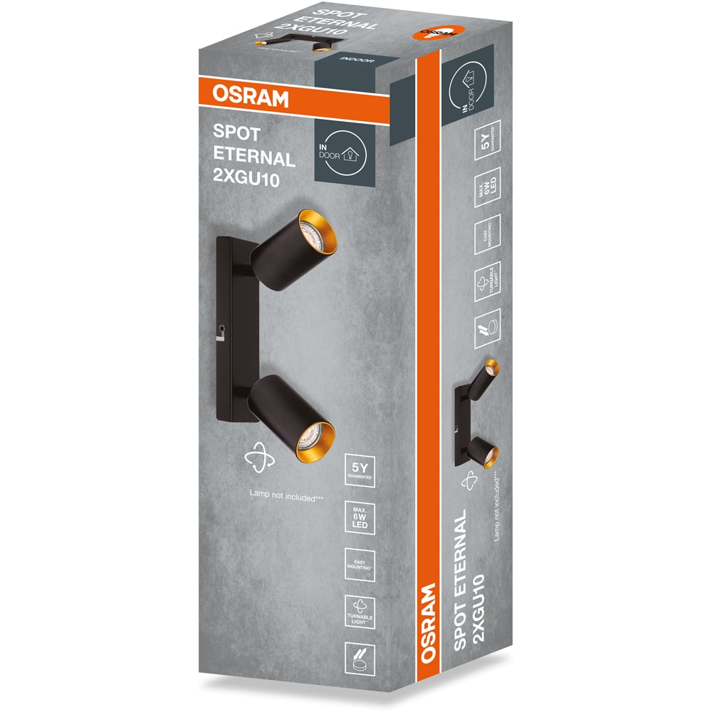 Spot OSRAM Eternal, 2 x GU10, 6W, LED, IP20, negru