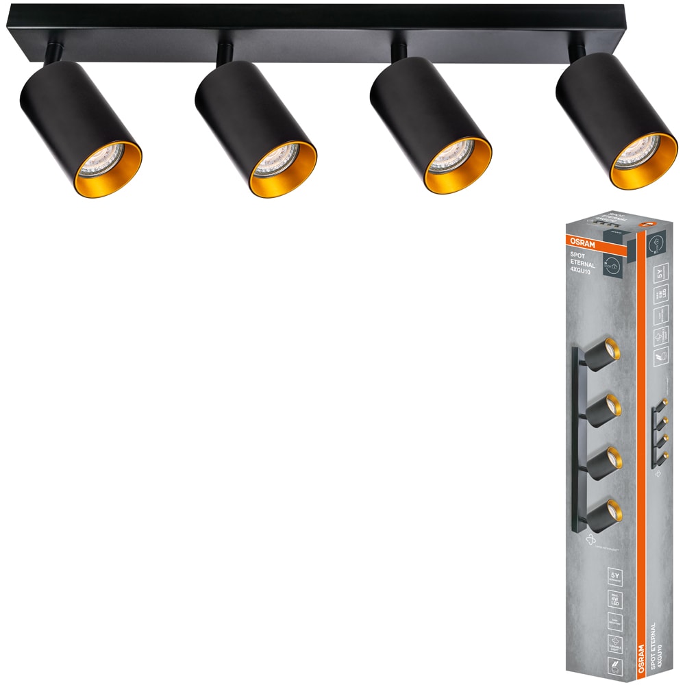 Spot OSRAM Eternal, 4 x GU10, 6W, LED, IP20, negru