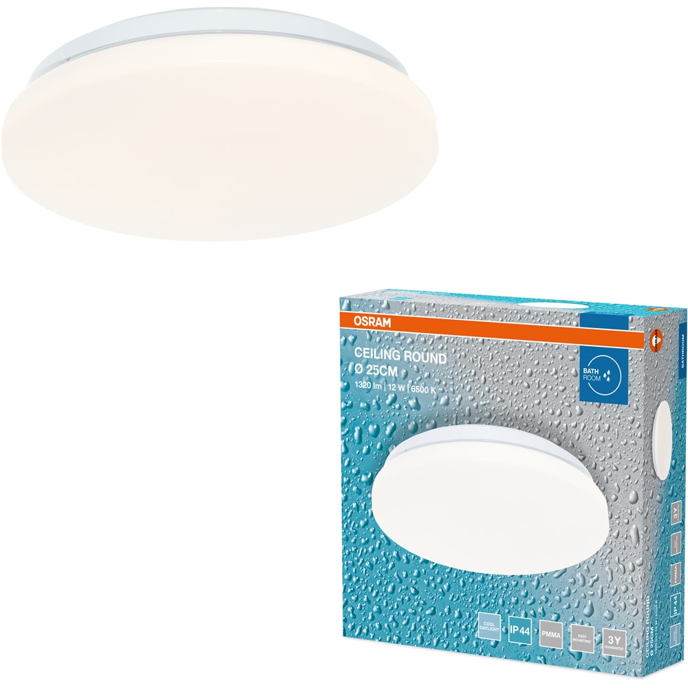 Plafoniera LED OSRAM, 12W, 960lm, 6500K, IP44, alb