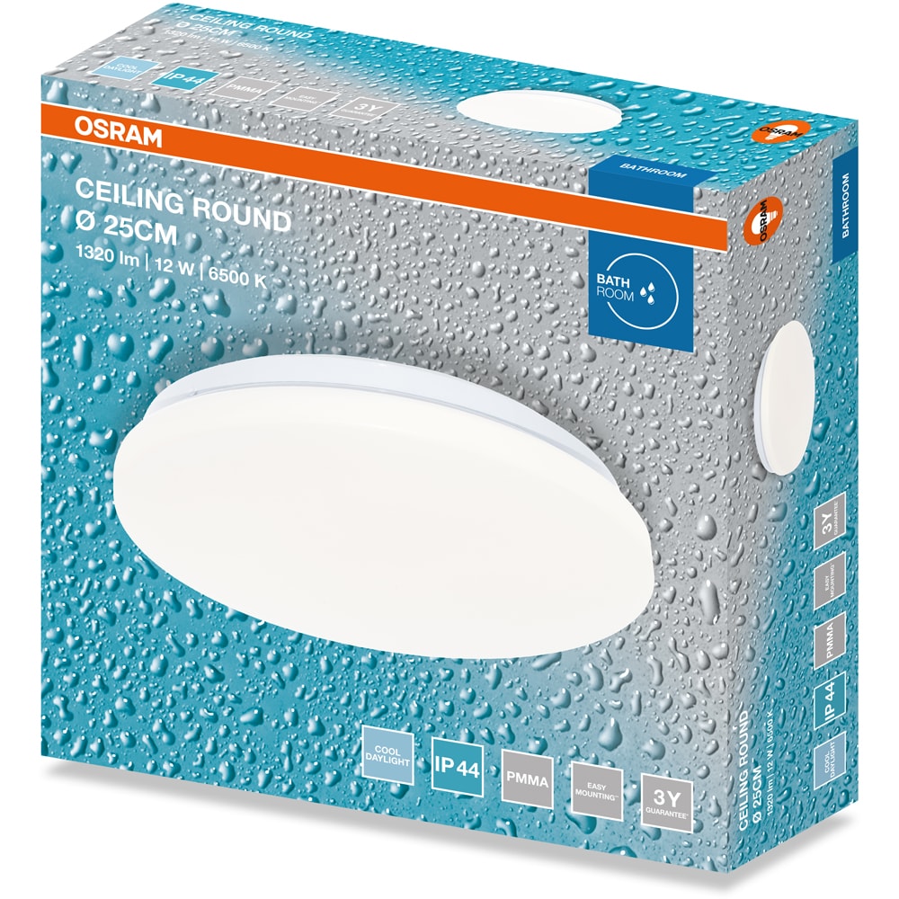 Plafoniera LED OSRAM, 12W, 960lm, 6500K, IP44, alb