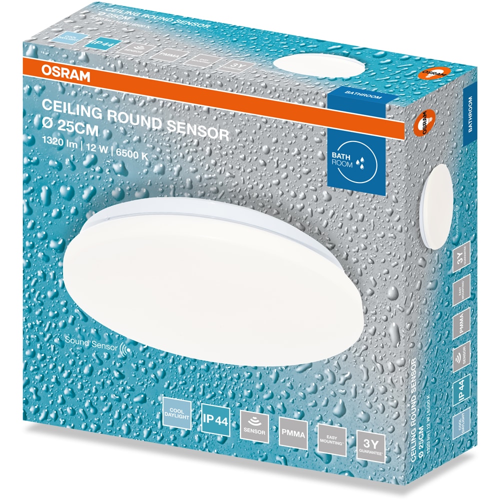 Plafoniera LED OSRAM, 12W, 960lm, 6500K, IP44, alb