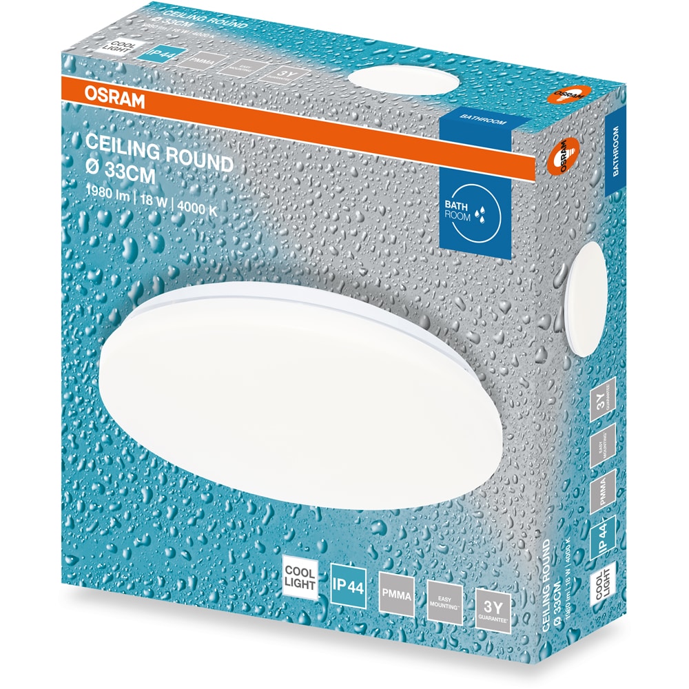 Plafoniera LED OSRAM, 18W, 1440lm, 4000K, IP44, alb