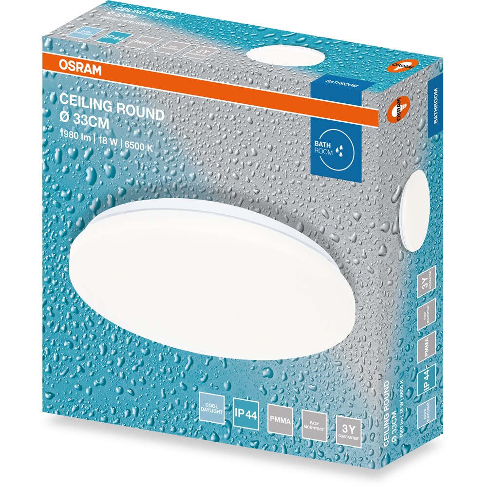 Plafoniera LED OSRAM, 18W, 1440lm, 6500K, IP44, alb
