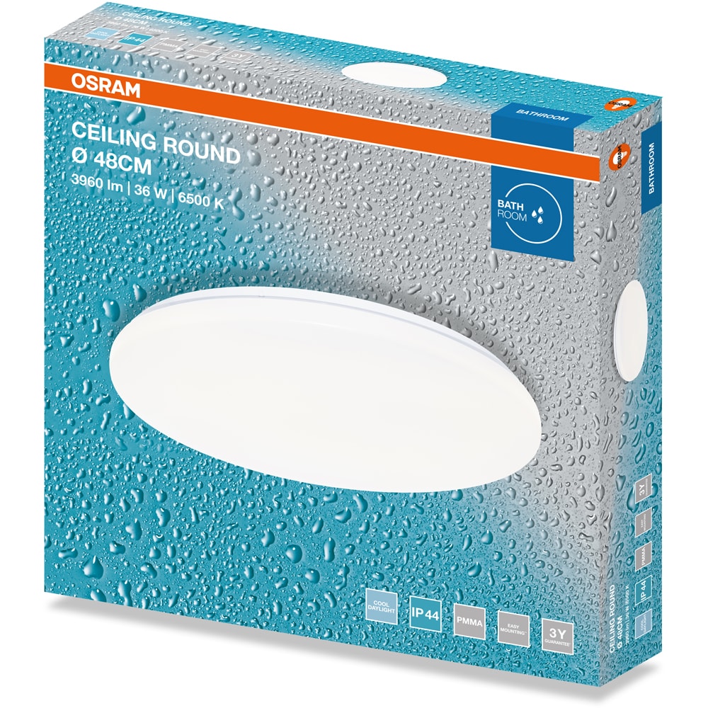 Plafoniera LED OSRAM, 36W, 2880lm, 6500K, IP44, alb