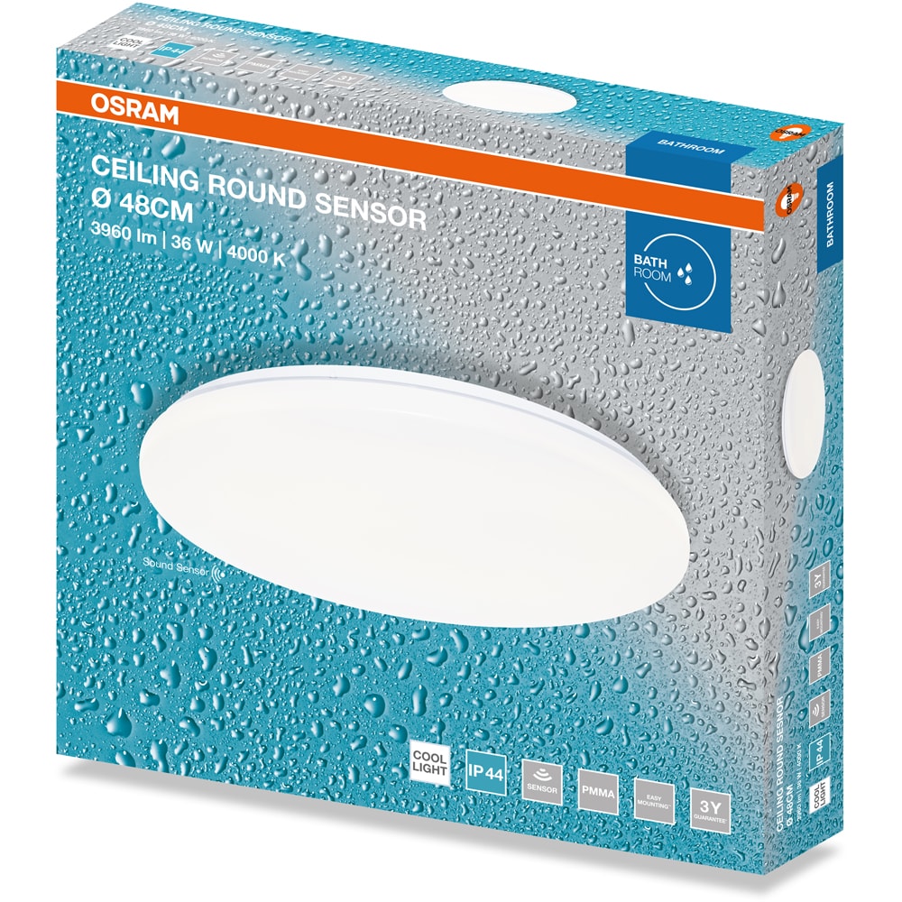 Plafoniera LED OSRAM, 36W, 2880lm, 4000K, IP44, alb