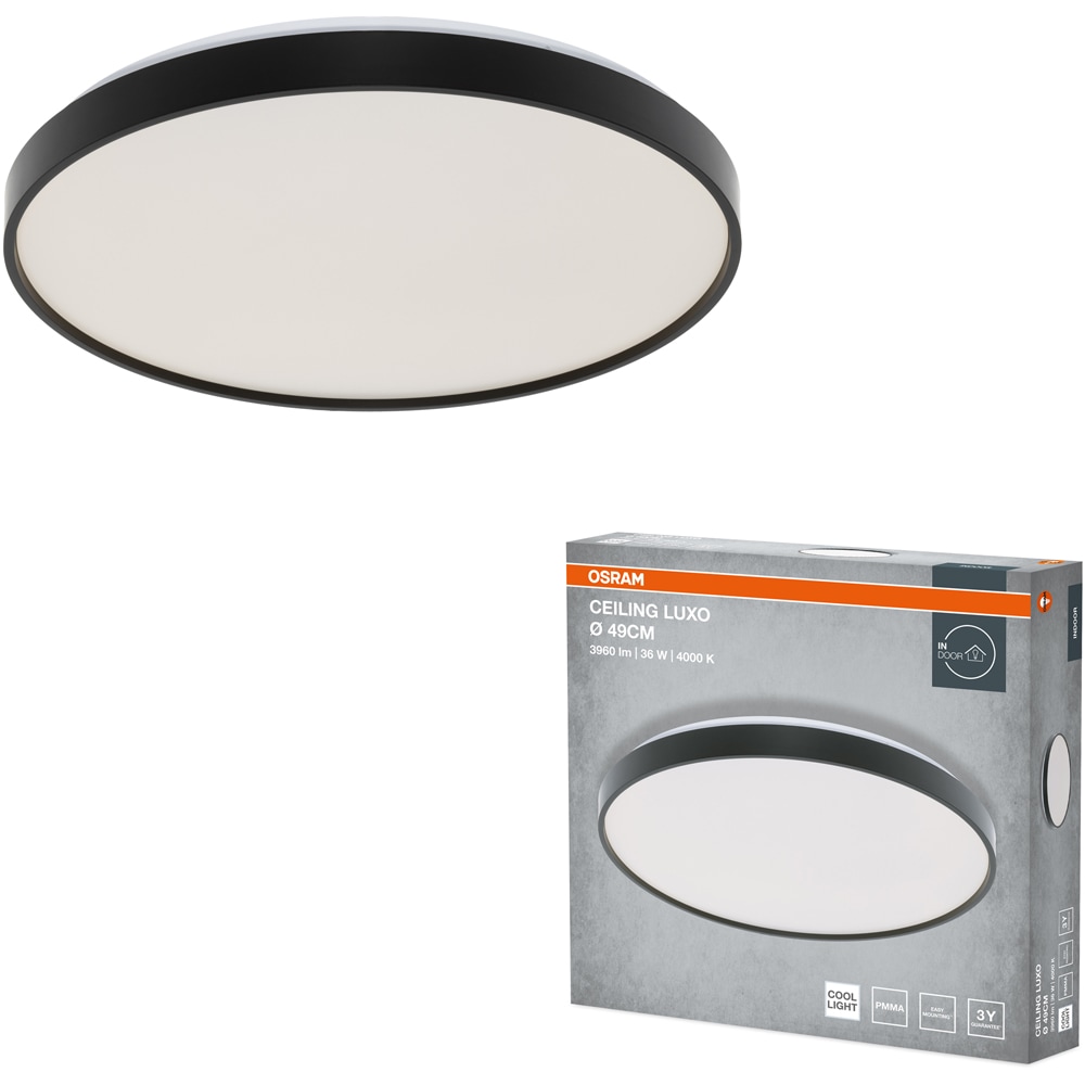 Plafoniera LED OSRAM Luxo, 36W, 1980lm, 4000K, IP20, negru