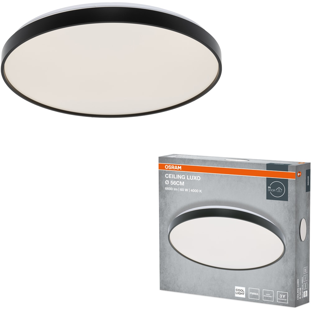 Plafoniera LED OSRAM Luxo, 60W, 3300lm, 4000K, IP20, negru