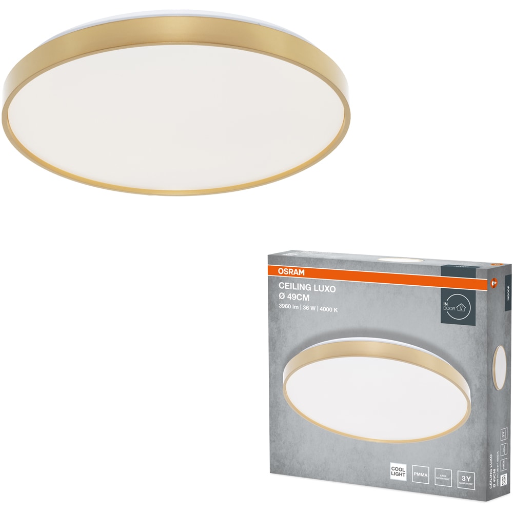 Plafoniera LED OSRAM Luxo, 36W, 1980lm, 4000K, IP20, auriu
