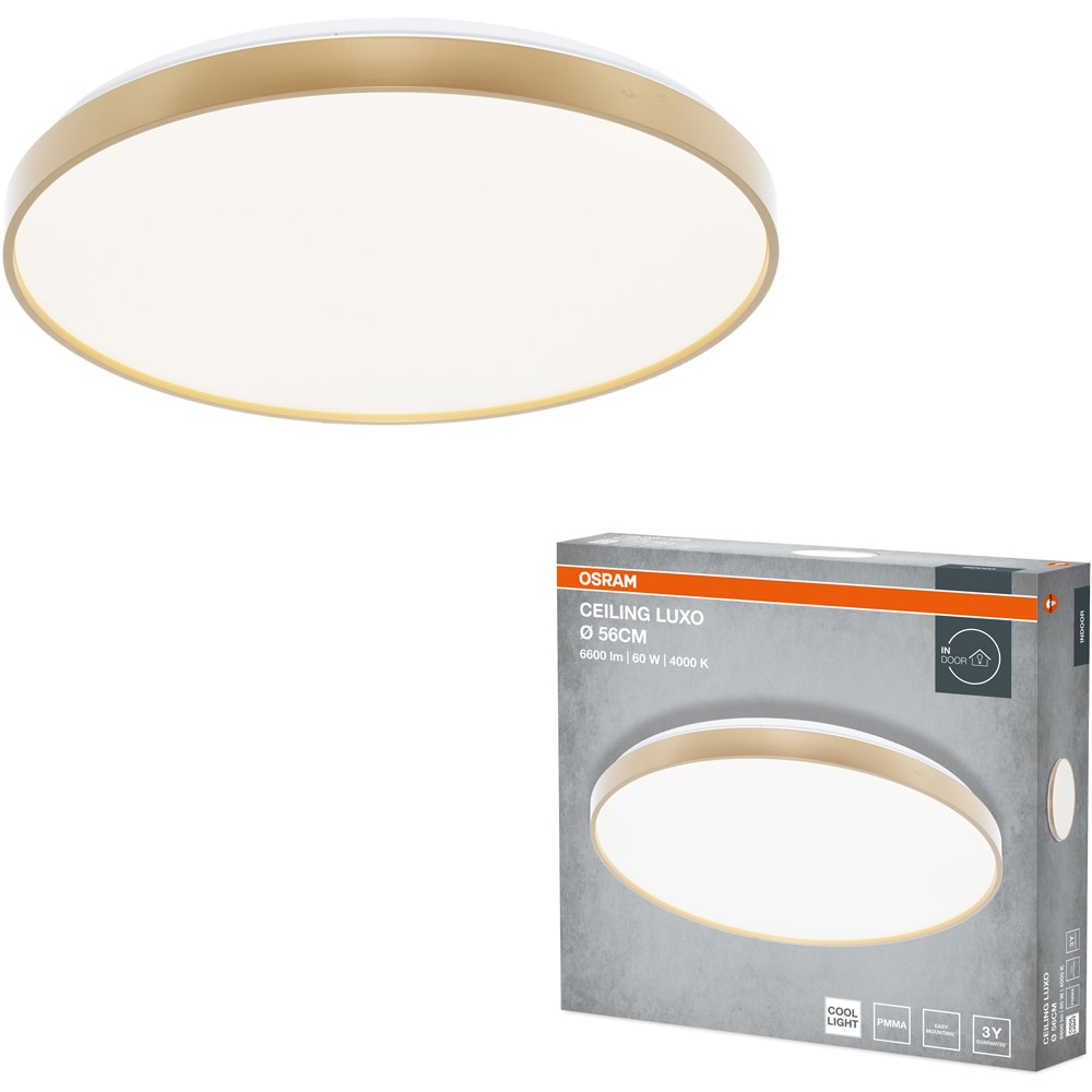 Plafoniera LED OSRAM Luxo, 60W, 3300lm, 4000K, IP20, auriu