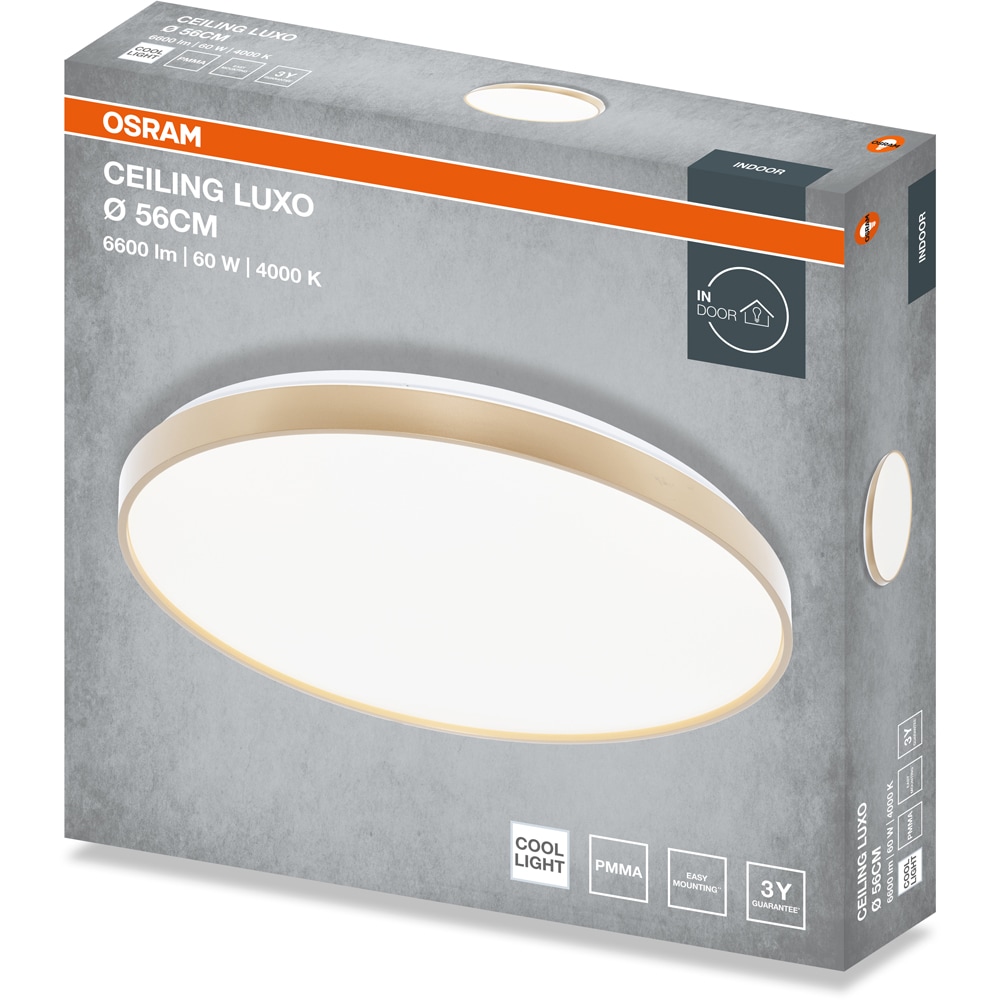 Plafoniera LED OSRAM Luxo, 60W, 3300lm, 4000K, IP20, auriu