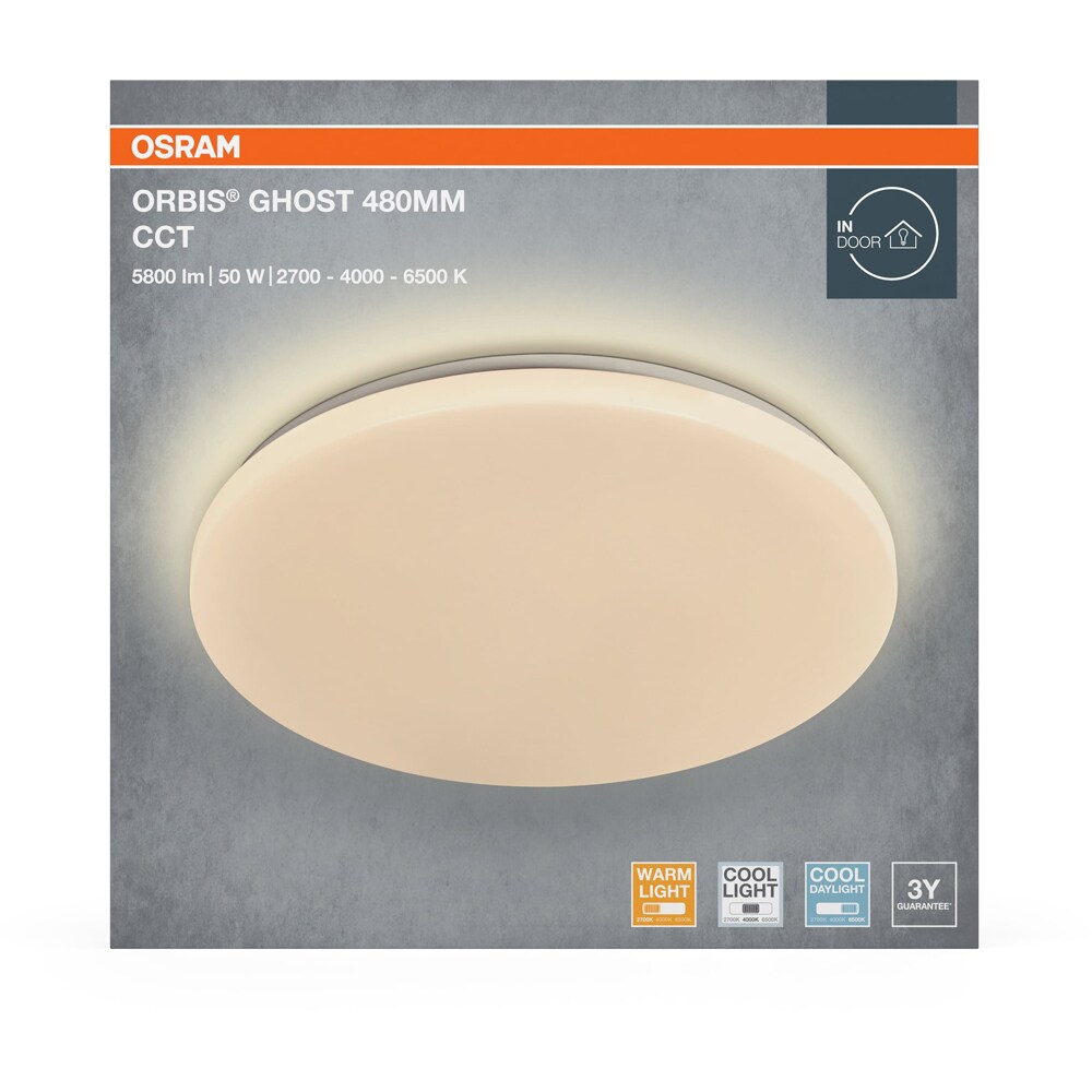 Plafoniera LED OSRAM Orbis Ghost, 50W, 5800lm, 6500K, IP20, alb