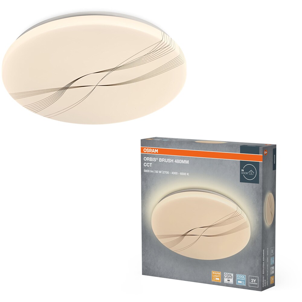 Plafoniera LED OSRAM Orbis Brush, 50W, 5800lm, 6500K, IP20, alb