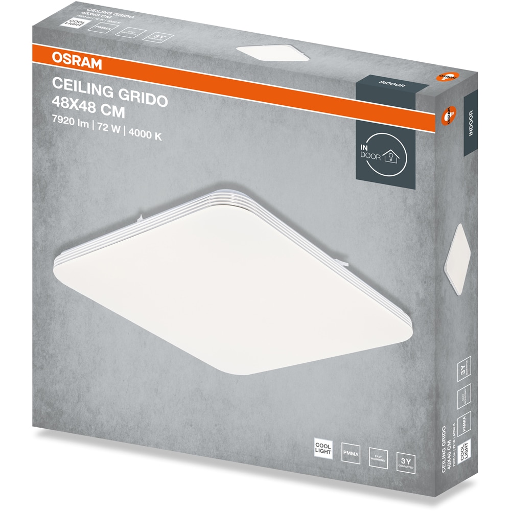 Plafoniera LED OSRAM Grido SQ, 72W, 5040lm, 4000K, IP20, alb