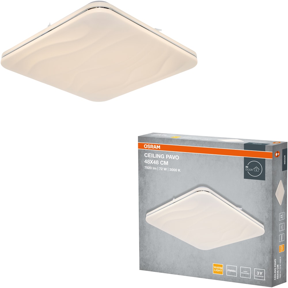 Plafoniera LED OSRAM Pavo SQ, 72W, 5040lm, 3000K, IP20, alb