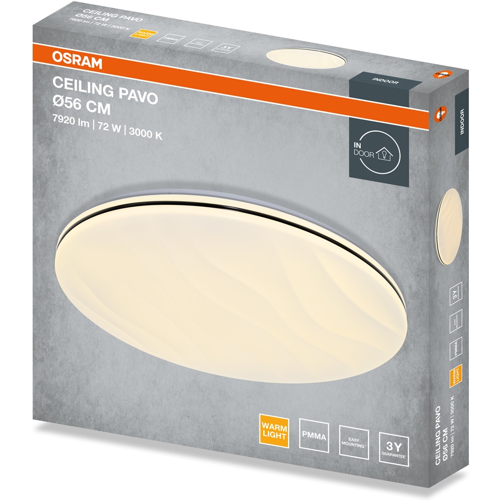 Plafoniera LED OSRAM Pavo, 72W, 5040lm, 3000K, IP20, alb