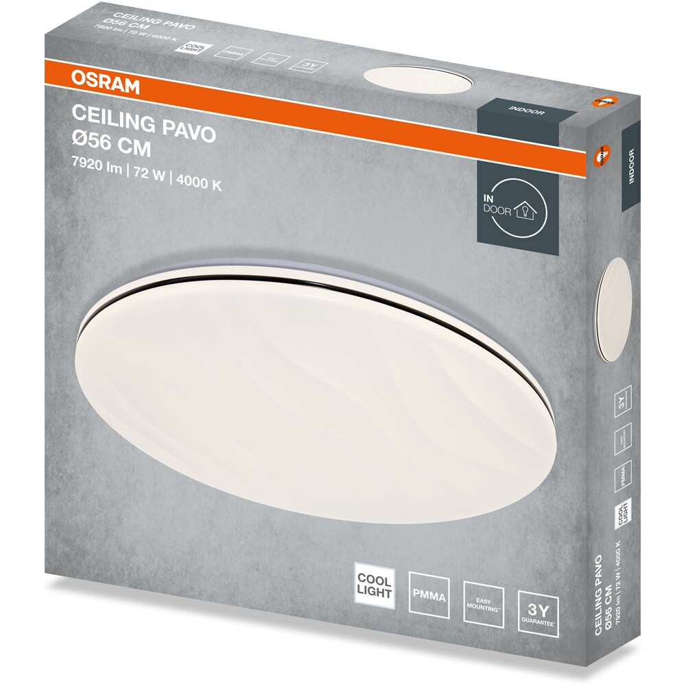 Plafoniera LED OSRAM Pavo, 72W, 5040lm, 4000K, IP20, alb