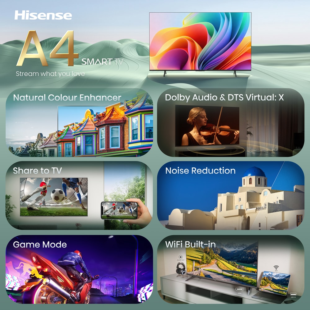 Televizor LED Smart HISENSE 40A4S, FullHD, HDR, 100cm