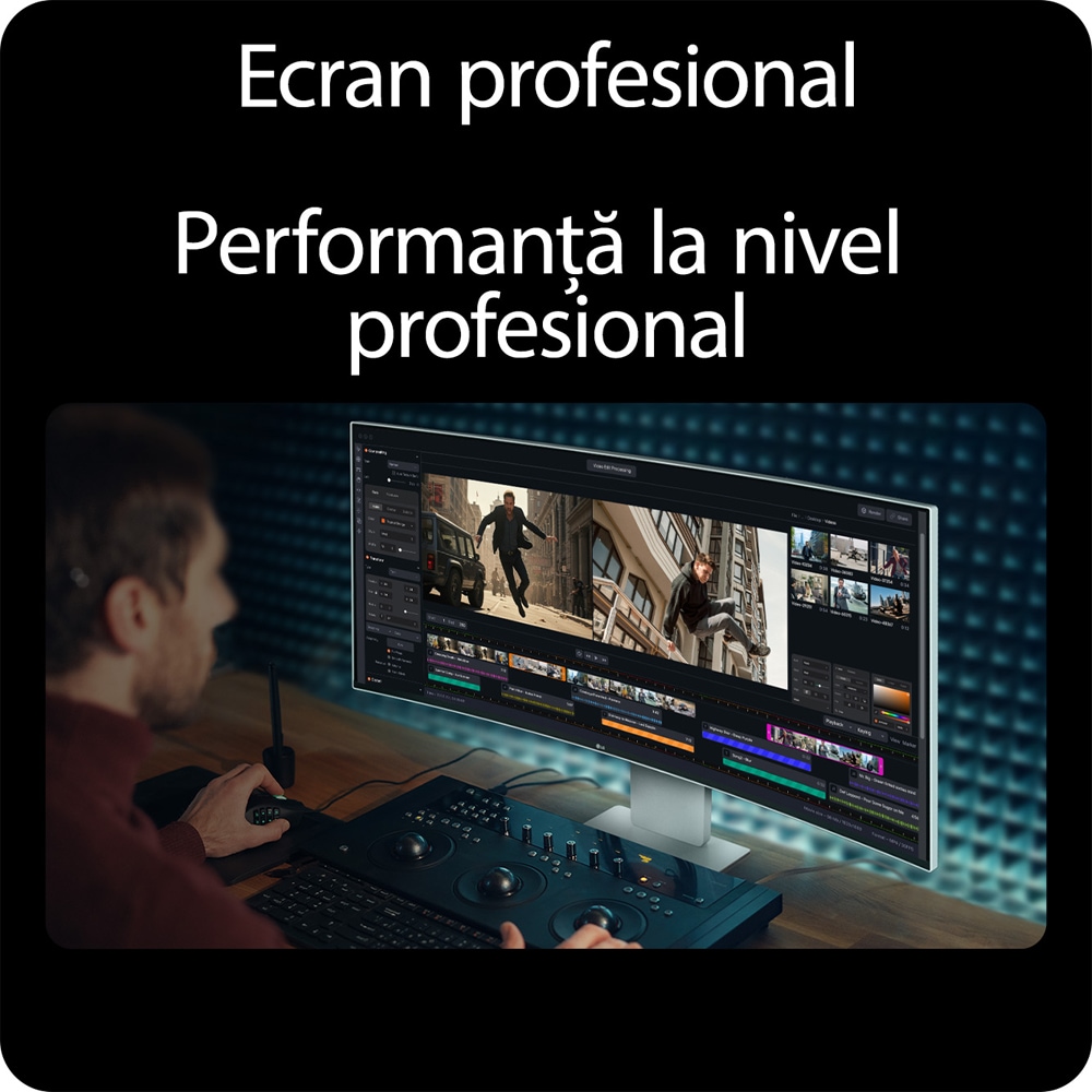 Monitor curbat LED Nano IPS LG UltraWide 40U990A-W, 39.7", 5K2K, 120Hz, AMD FreeSync Premium, HDR10, boxe, alb