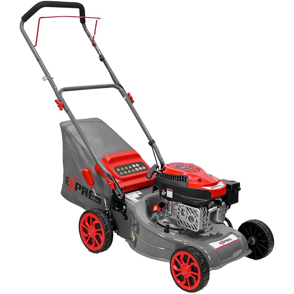 Masina de tuns gazonul RURIS Expres 410, Benzina, 3.3CP, 127CC, latime taiere 41 cm, cos 45L, rosu
