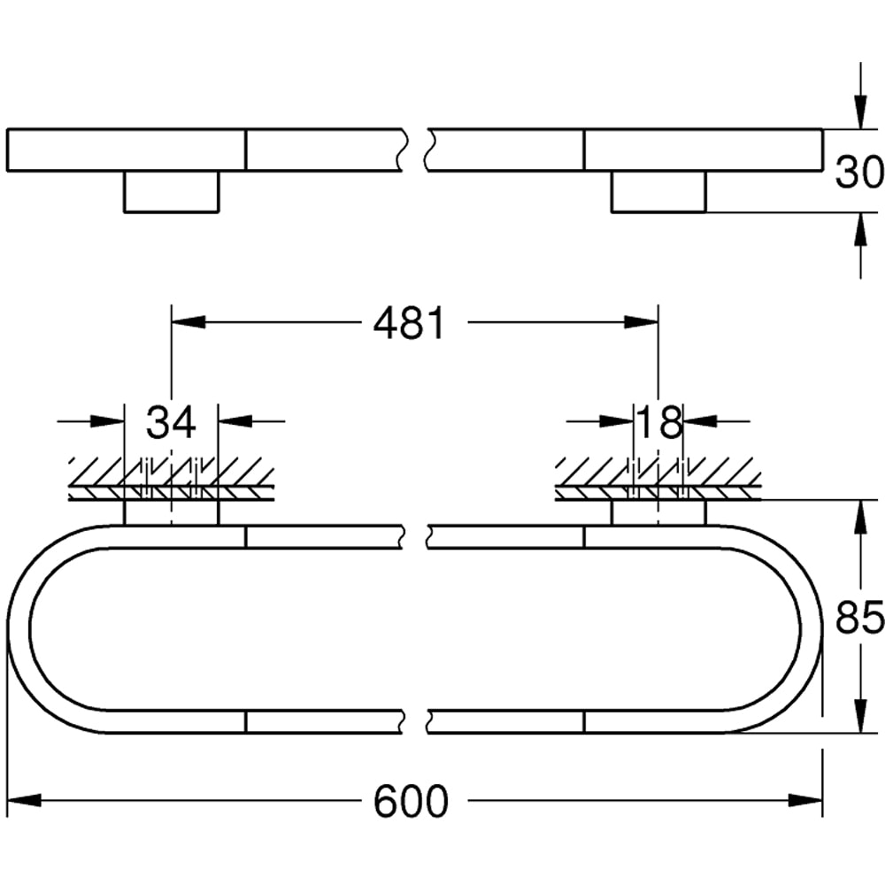 Suport prosop tip bara GROHE Selection 41056000, 60 cm, metal, crom