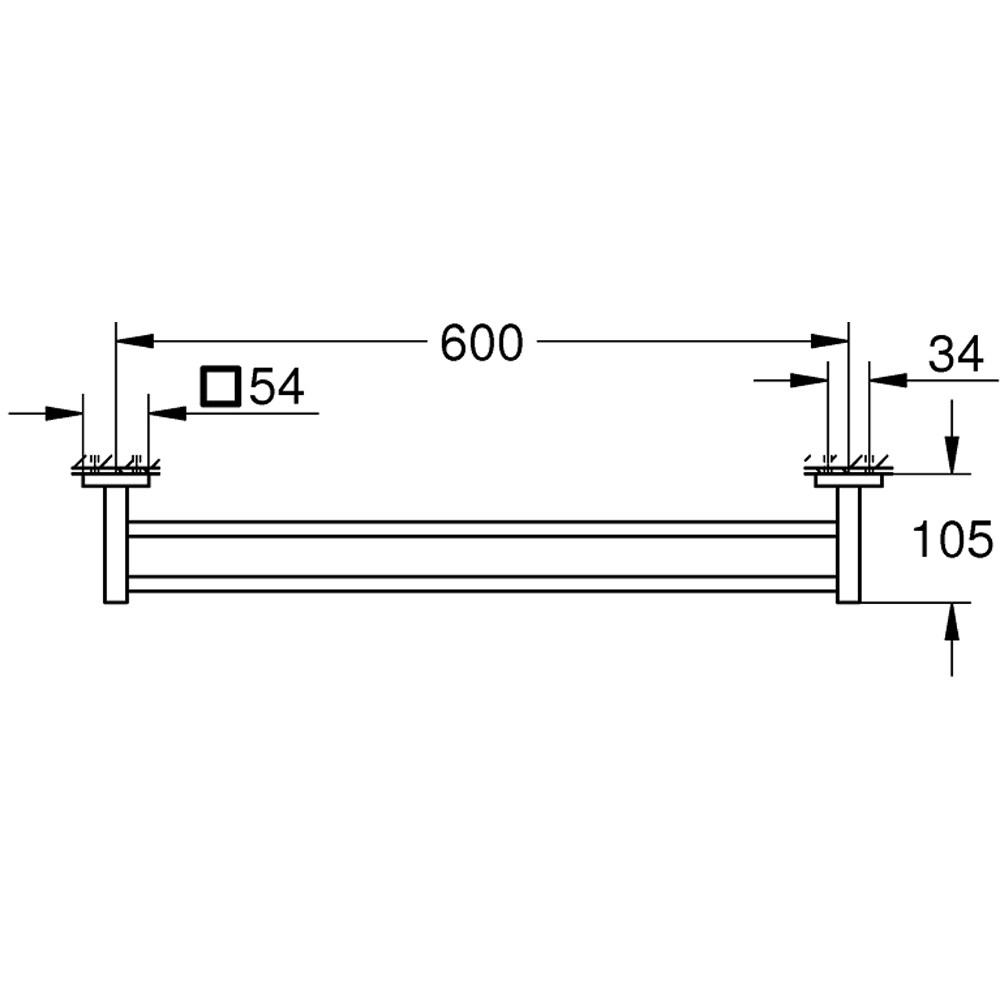 Suport prosop dublu GROHE Start Cube 411042430, 60 cm, metal, negru