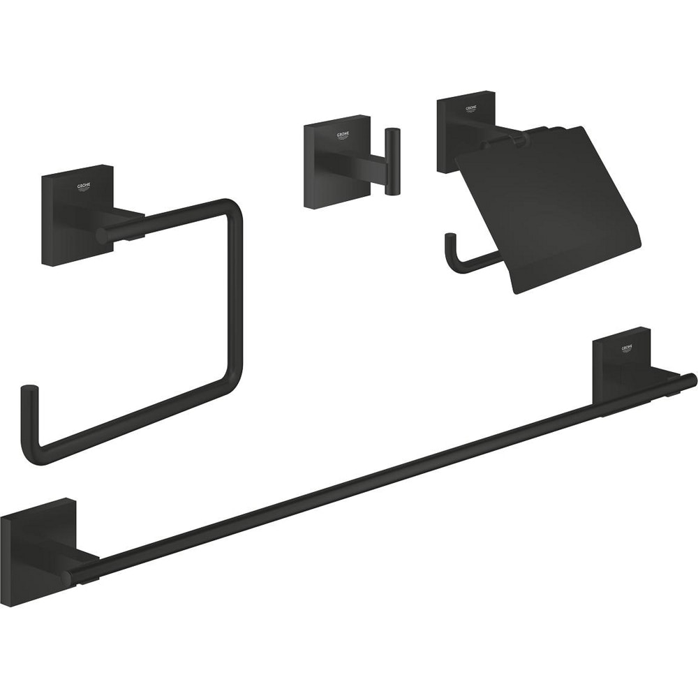 Set accesorii baie 4in1 GROHE Start Cube 411152430, 4 accesorii, negru
