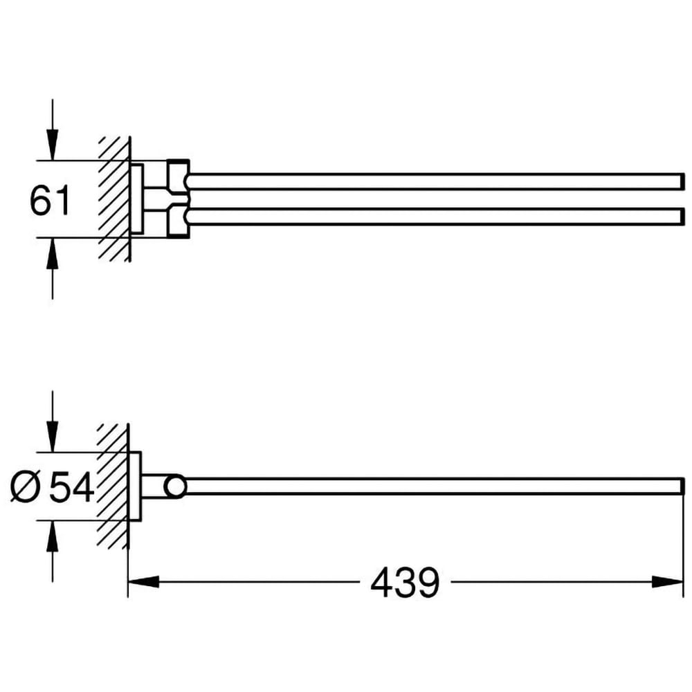 Suport prosop tip bara GROHE Start 411832430, 44 cm, metal, negru