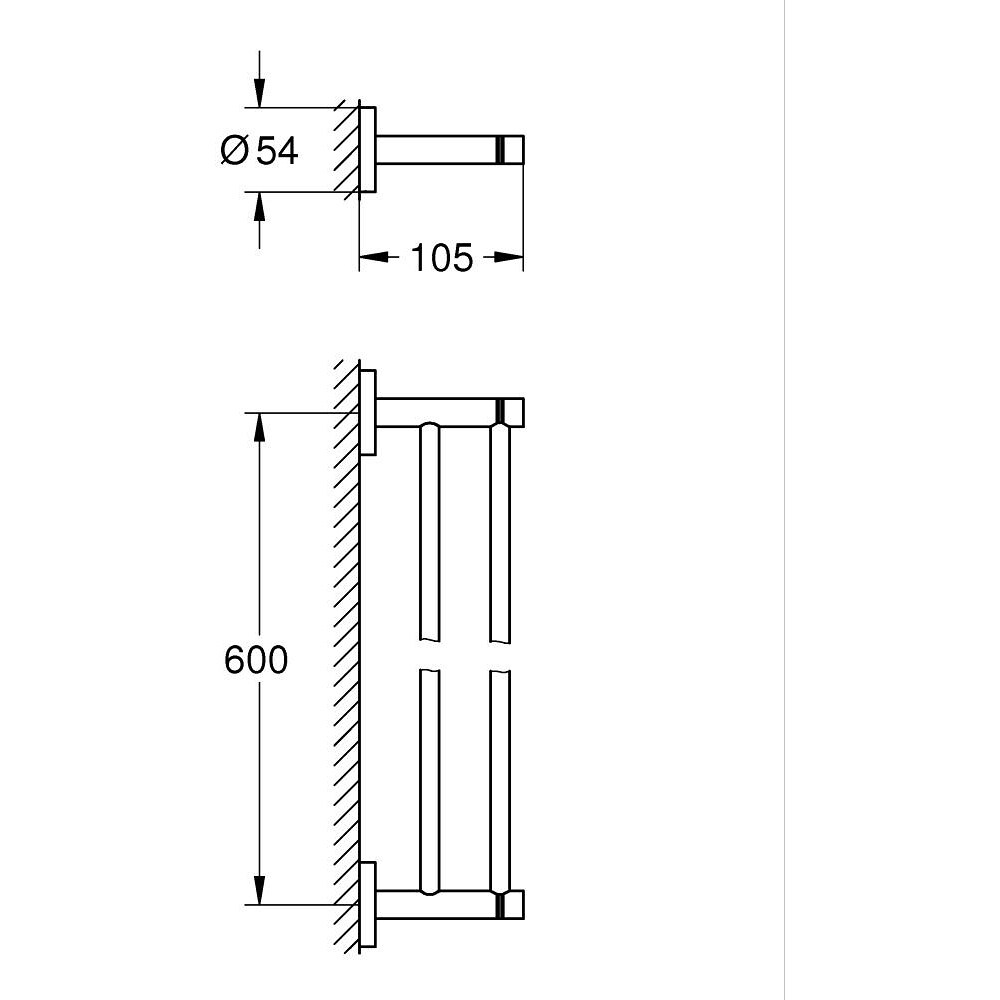 Suport prosop dublu GROHE Start 412032430, 65 cm, metal, negru
