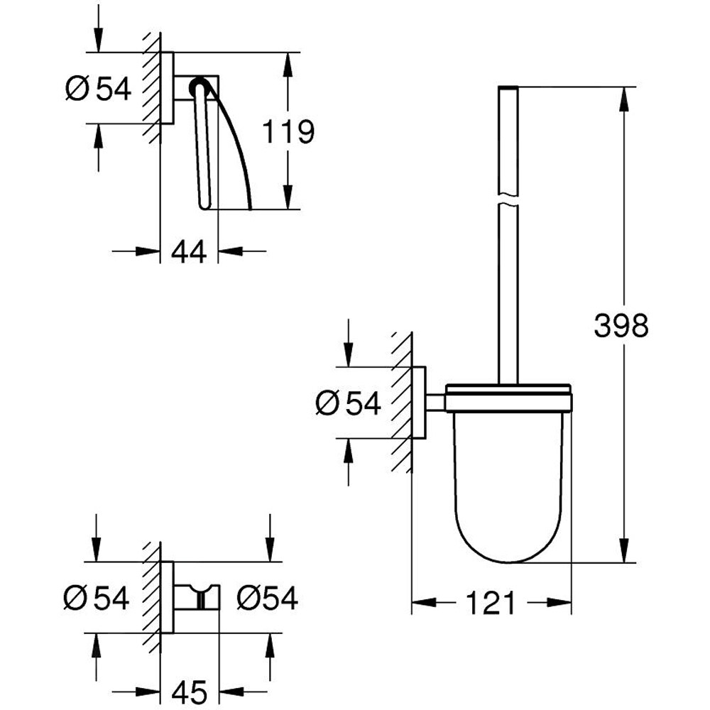 Set accesorii baie 3in1 GROHE Start 412042430, 3 accesorii, negru