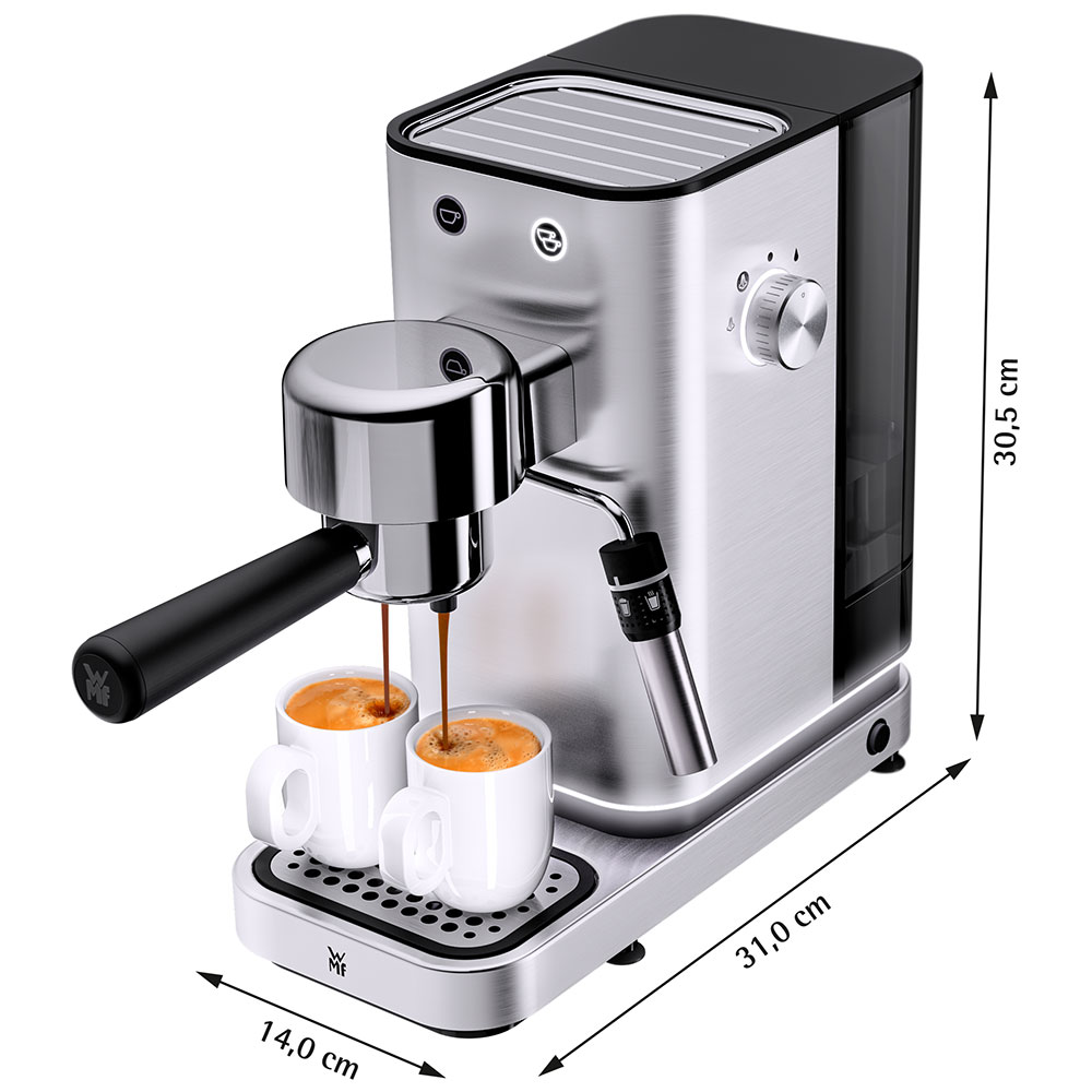 Espressor manual WMF Lumero 412370011, 14l, 1350W, 15 bar, argintiu