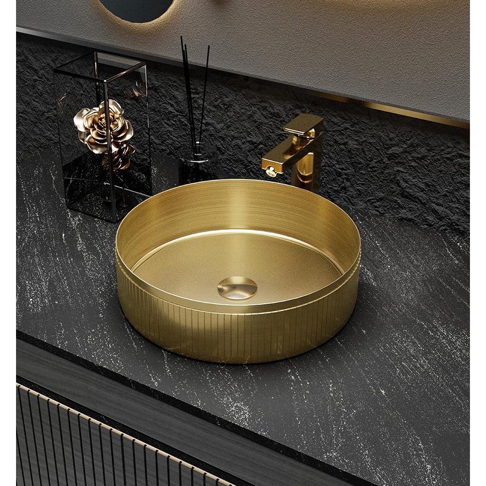 Lavoar pe blat SANDONNA HD400, inox, 40 cm, auriu