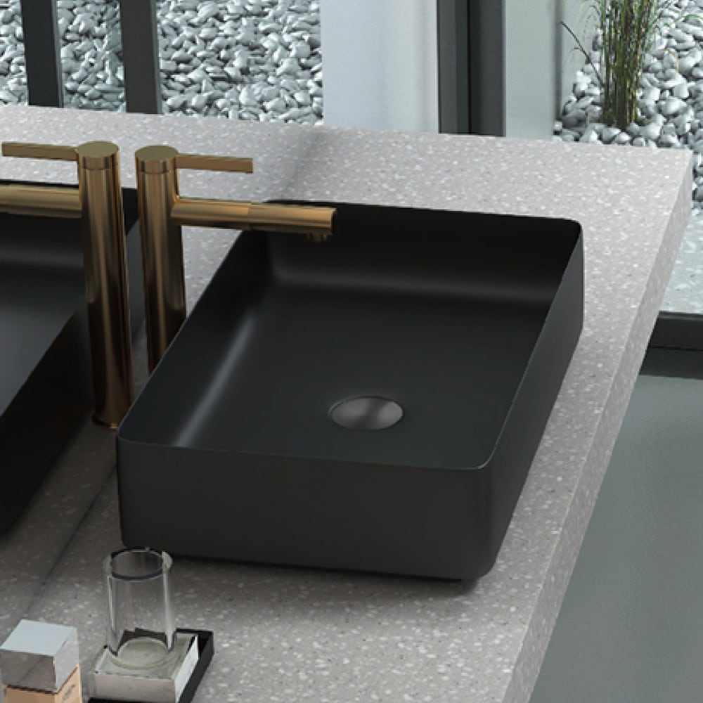 Lavoar pe blat SANDONNA HD4040, inox, 44 x 44 cm, negru