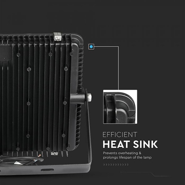 Proiector LED V-TAC 418, 200W, 16000 lumeni, IP65, lumina naturala, negru