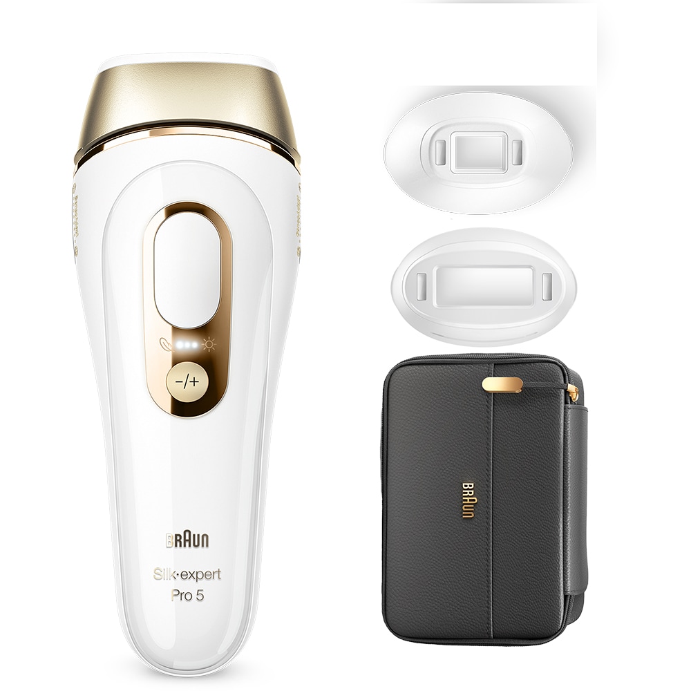Epilator IPL BRAUN Silk-expert PRO 5 PL5243 Skin Pro 2.0, 400.000 impulsuri, retea, alb-auriu
