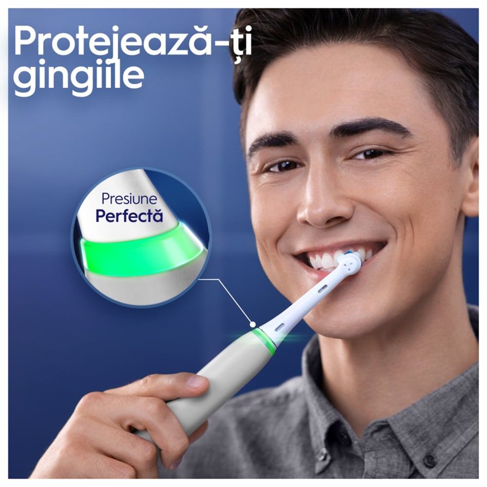 Periuta de dinti electrica ORAL-B iO6, Bluetooth, 8800 miscari/min, Curatare 3D, 5 programe, 1 capat, gri