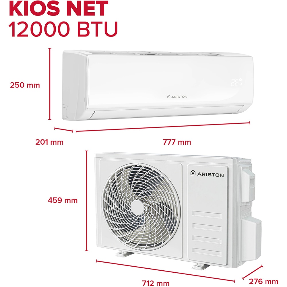 Aer conditionat ARISTON Kios Net 35, 12000BTU, A++/A+, Wi-Fi, Functie Incalzire, Inverter, alb