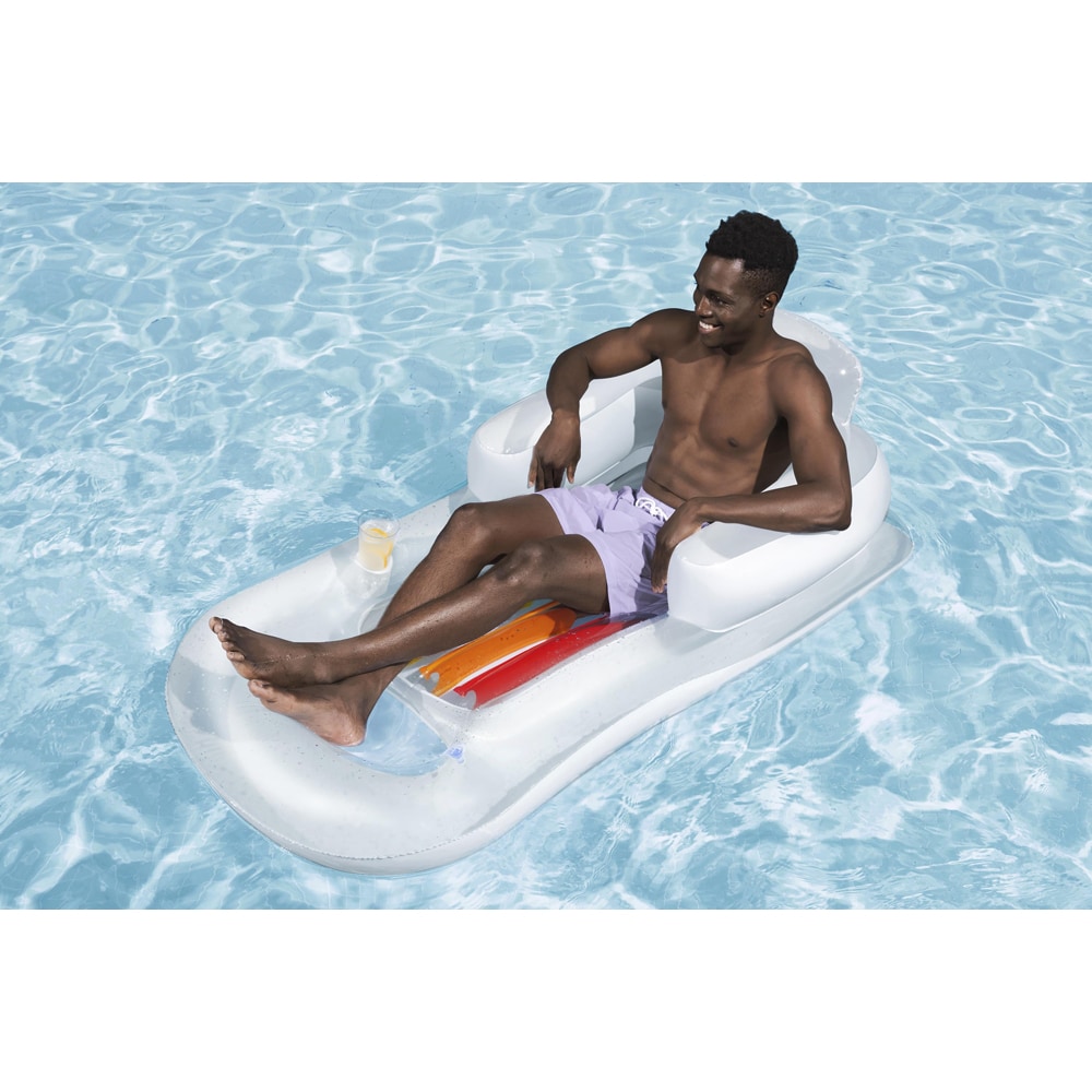 Sezlong gonflabil cu spatar BESTWAY, 150 x 77 x 50 cm, 1 persoana, capacitate maxima 100 kg, multicolor, 1 buc