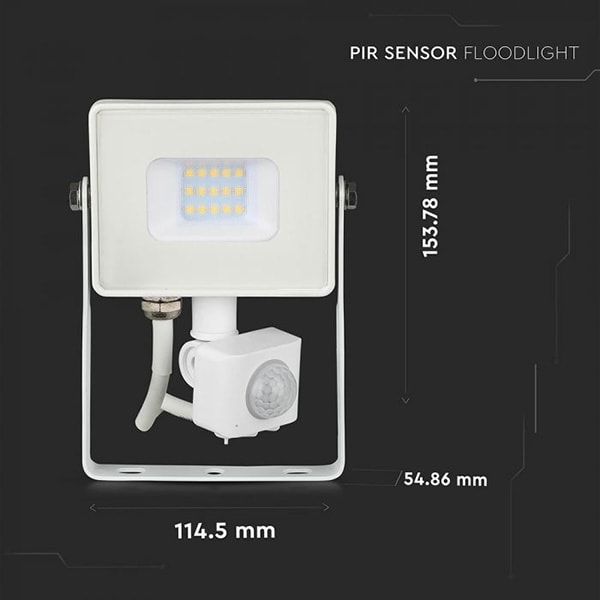 Proiector LED V-TAC 434, 10W, 800 lumeni, IP65, lumina naturala, alb