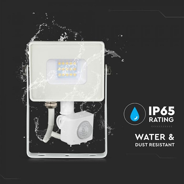 Proiector LED V-TAC 434, 10W, 800 lumeni, IP65, lumina naturala, alb