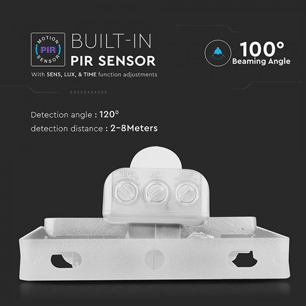 Proiector LED V-TAC 434, 10W, 800 lumeni, IP65, lumina naturala, alb