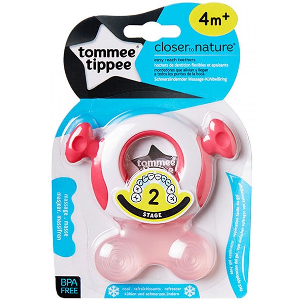 Inel gingival TOMMEE TIPPEE, etapa 2, 4 luni+, alb-roz 
