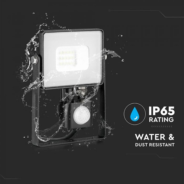 Proiector LED V-TAC 437, 10W, 800 lumeni, IP65, lumina naturala, negru