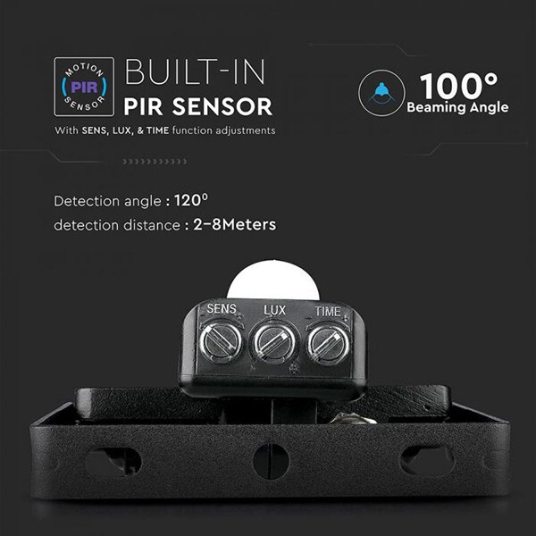 Proiector LED V-TAC 437, 10W, 800 lumeni, IP65, lumina naturala, negru