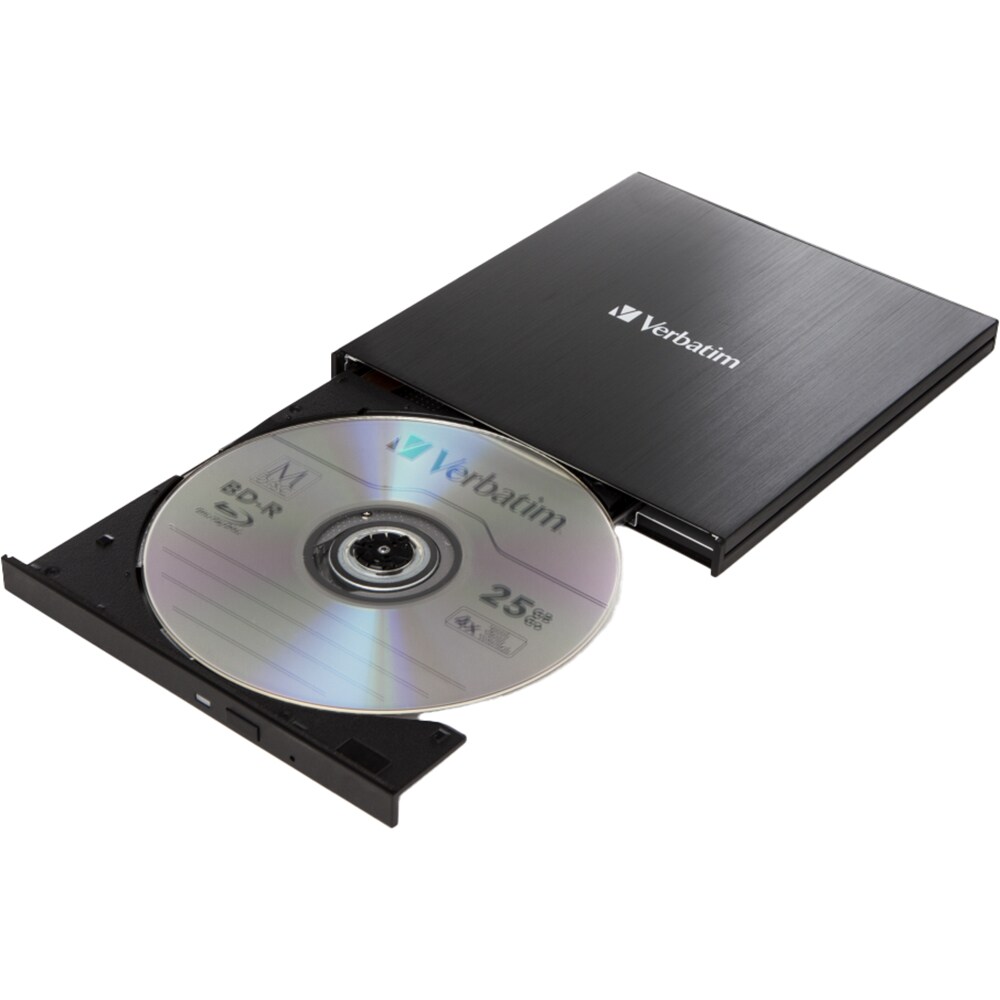 Blu-Ray Writer extern VERBATIM Slimline 43888 Ultra HD 4K, USB 3.2 Type-C, negru