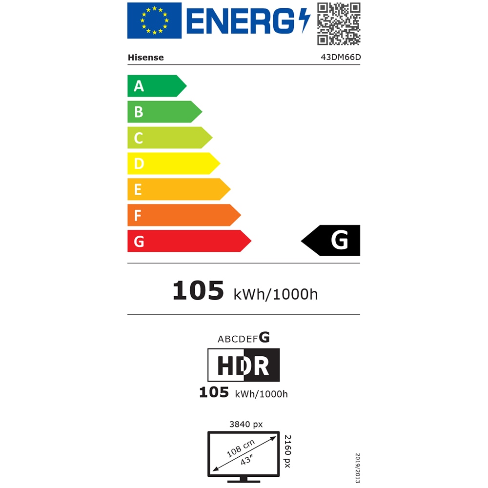 Display profesional HISENSE 43DM66D, 43", 4K UHD, 60Hz, Wi-Fi, Boxe, negru