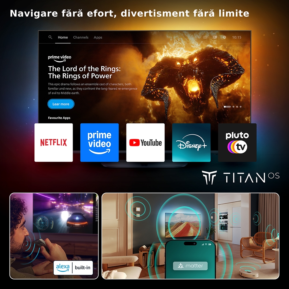 Televizor QLED Smart PHILIPS 43PUS8510, Ultra HD 4K, HDR10+, 108cm