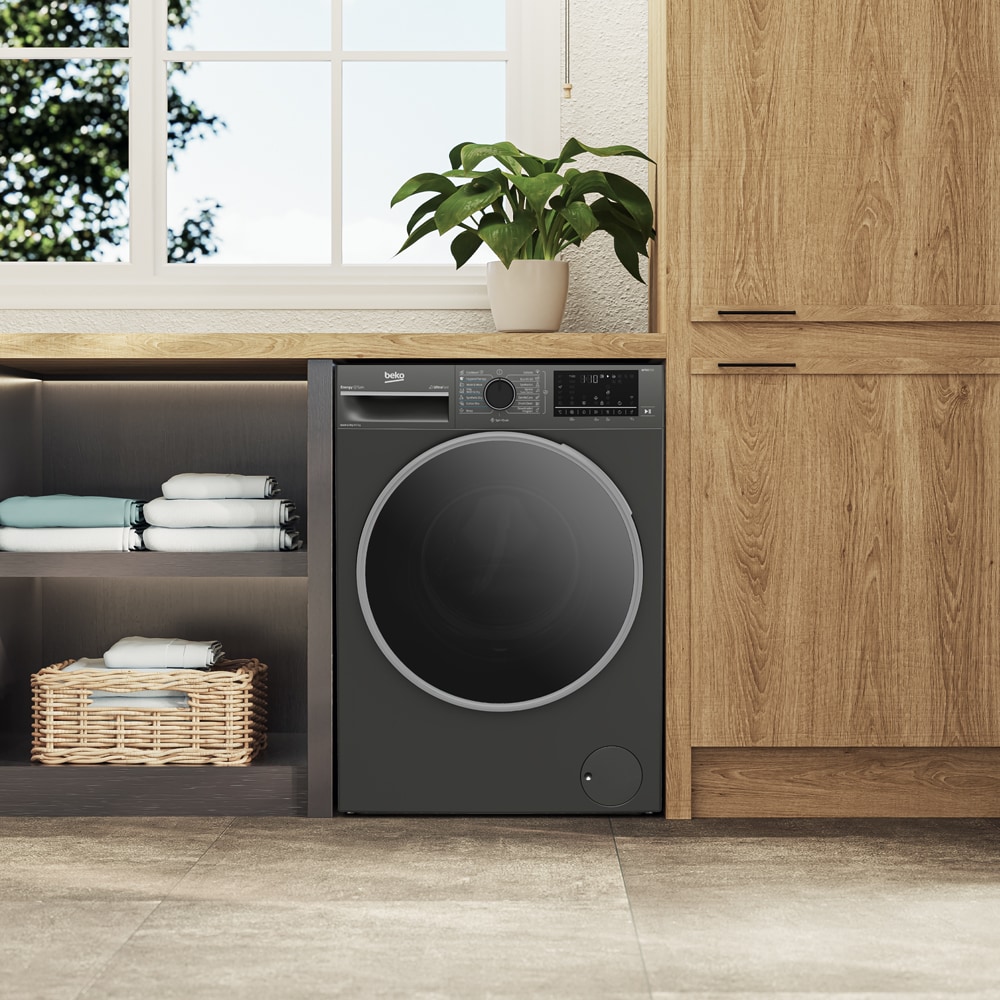 Masina de spalat rufe frontala cu uscator BEKO B7DFT68442M ES, SteamCure, 8/5 kg, 1400rpm, Clasa A/D, Wi-Fi, gri inchis