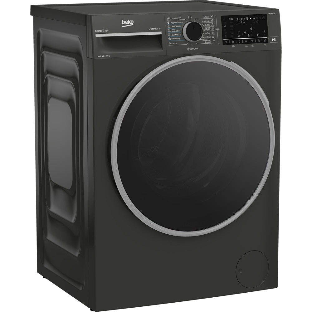 Masina de spalat rufe frontala cu uscator BEKO B7DFT68442M ES, SteamCure, 8/5 kg, 1400rpm, Clasa A/D, Wi-Fi, gri inchis